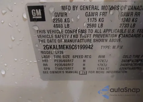 2012 GMC Terrain Sle-1 из США, поврежденный, VIN 2GKALMEK6C6199942